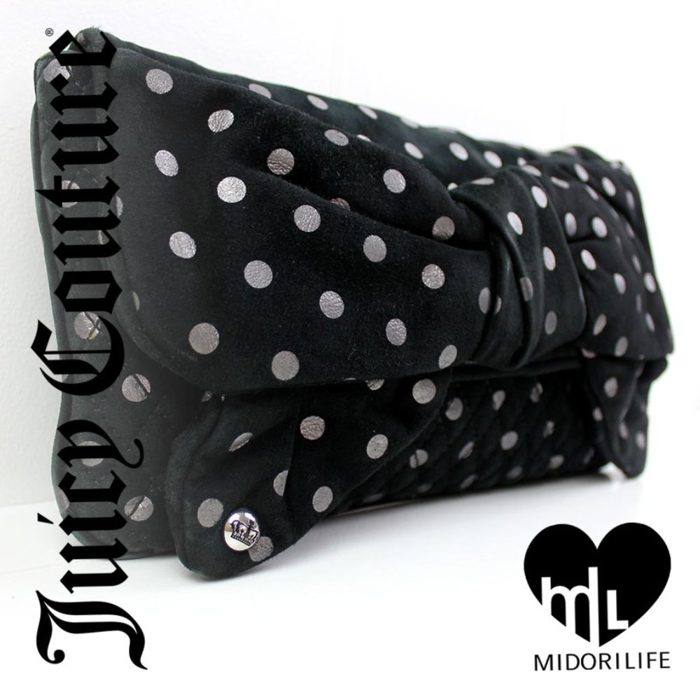 JUICY COUTURE Suede Polka Dot Bow Clutch